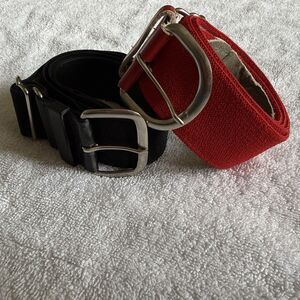 Lot Of 2 Baseball Belts Red & Black Elastic: Black Belt Adidas